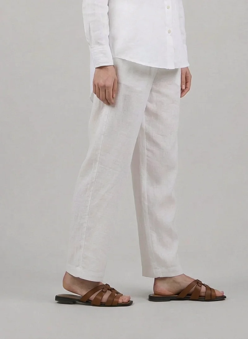 Just Nature White 100% Linen Wide Leg Trousers for Women | Best Price UAE